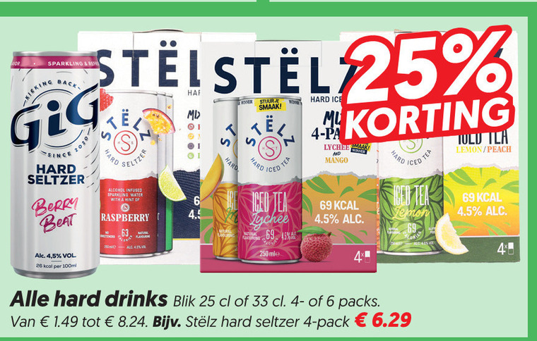 Stelz   hard seltzer folder aanbieding bij  Dekamarkt - details