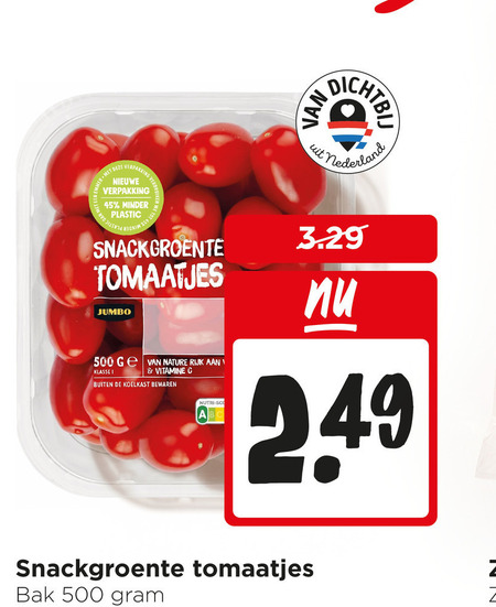 cherry tomaten 500 snackgroenten tomaatjes jumbo ge nature rijk klasse vitamine buiten koelkast nutri kit nederland bak folder aanbieding bij Jumbo
