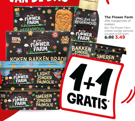 flower farm margarine olie en vetten 1 2 100 stuks plantaardig power koken bakken braden light palmolive smeren lang regenwoud koeken folder aanbieding bij Jumbo Flower Farm olie en vetten, margarine folder aanbieding bij Jumbo - details