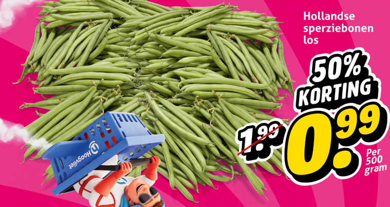 sperziebonen 50 500 hollandse folder aanbieding bij Hoogvliet
