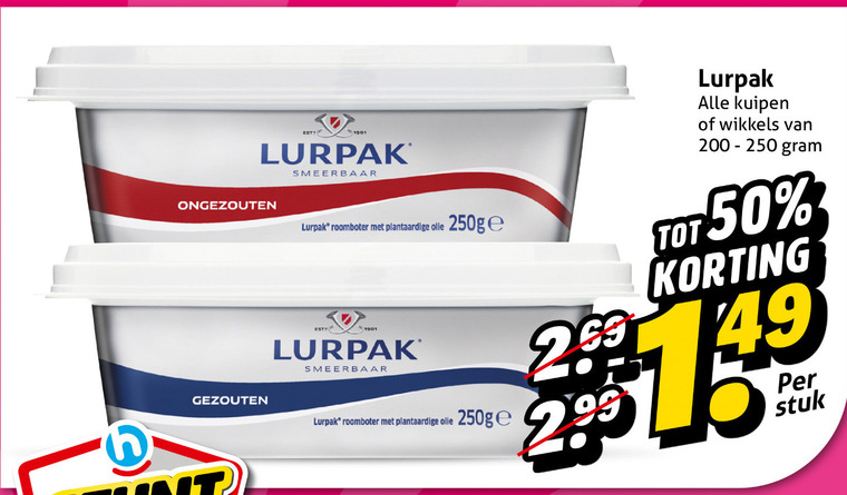 lurpak roomboter 50 200 250 1901 smeerbaar ongezouten gezouten plantaardige olie wikkels stuk folder aanbieding bij Hoogvliet lurpak roomboter folder aanbieding bij Hoogvliet - details