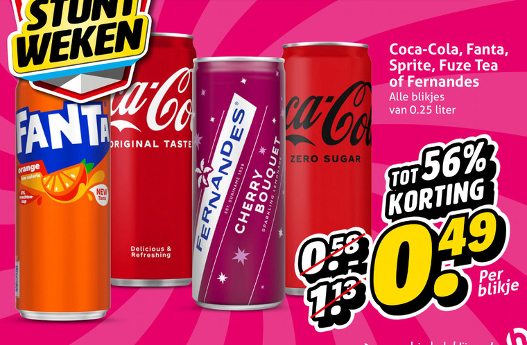 fanta fernandes sprite fuze tea frisdrank ice 5 13 weken orange calorie sap new taste co original refreshing suriname bouquet cherry sparkling zero sugar coca cola blikjes 0.25 liter blikje folder aanbieding bij Hoogvliet Fernandes frisdrank, ice tea folder aanbieding bij Hoogvliet - details