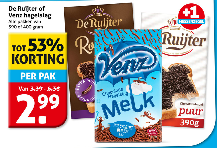 De Ruijter   hagelslag folder aanbieding bij  Hoogvliet - details