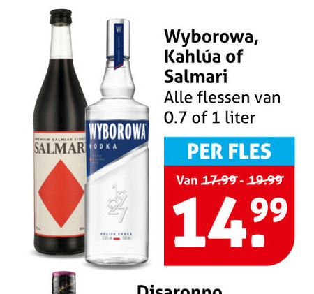 wyberowa salmari wodka likeur 1 wyborowa flessen liter fles disaronno folder aanbieding bij Hoogvliet Wyberowa wodka, likeur folder aanbieding bij Hoogvliet - details