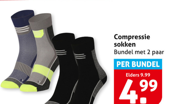 herensokken 2 compressie sokken bundel paar elders folder aanbieding bij Hoogvliet