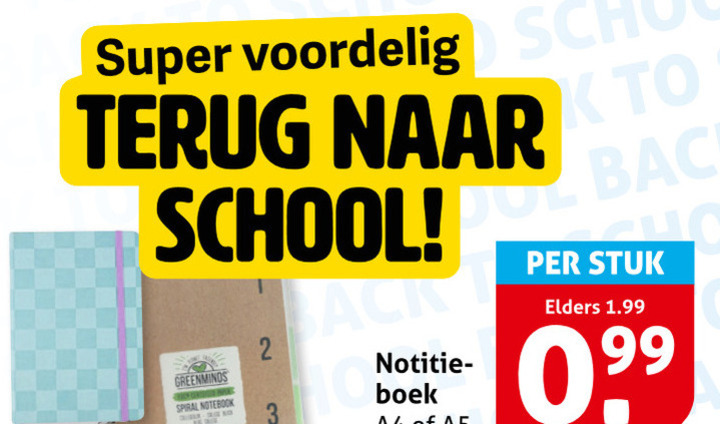 schoolartikelen 2 3 super terug school spiral notebook to back notitie boek stuk elders folder aanbieding bij Hoogvliet