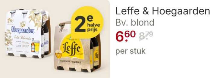 leffe hoegaarden blikjes bier speciaalbieren 2 blond wa blonde halve stuk folder aanbieding bij Picnic Hoegaarden speciaalbier, blikje bier folder aanbieding bij Picnic - details