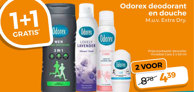 odorex douchegel deodorant 1 2 3 50 douche dry men protection lovely lavender shower fam deoroller invisible care ml folder aanbieding bij Trekpleister Odorex douchegel, deodorant folder aanbieding bij Trekpleister - details