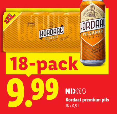kordaat blikjes bier 18 50 pack blik pilsener nix18 premium pils 5 folder aanbieding bij Lidl Kordaat blikje bier folder aanbieding bij Lidl - details