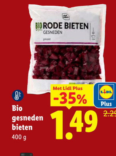 bietjes 400 bio rode bieten gesneden folder aanbieding bij Lidl