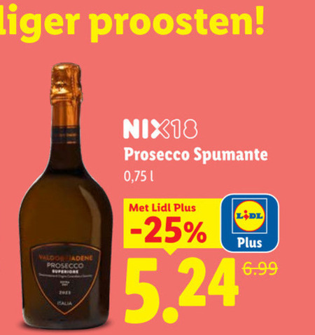 prosecco proosten italia nix18 spumante folder aanbieding bij Lidl