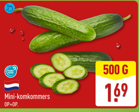 snackkomkommer 90 500 to planet proof mini komkommers folder aanbieding bij Aldi