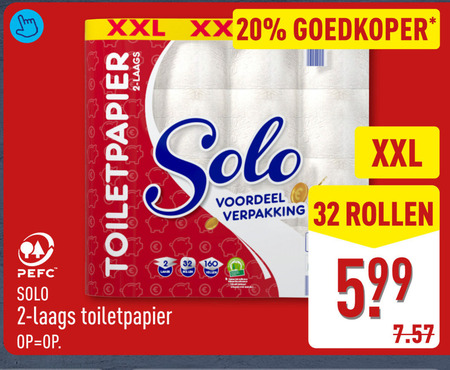 solo toiletpapier 2 24 32 160 xxl goedkoper vellen voordeel rollen folder aanbieding bij Aldi Solo toiletpapier folder aanbieding bij Aldi - details