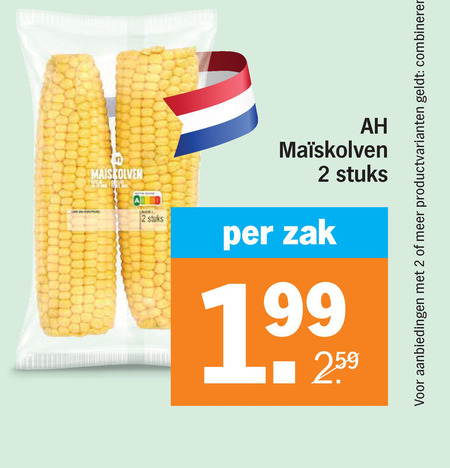 mais 2 maiskolven productvarianten combineren stuks zak folder aanbieding bij Albert Heijn