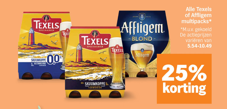 affligem texels speciaalbieren 25 300 speciaalbier skuumkoppe 6x alcoholvrij 00 tarwebier anno multipacks m.u.v gekoeld varieeren folder aanbieding bij Albert Heijn Texels speciaalbier folder aanbieding bij Albert Heijn - details