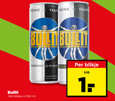 Bullit   energiedrank folder aanbieding bij  Plus - details