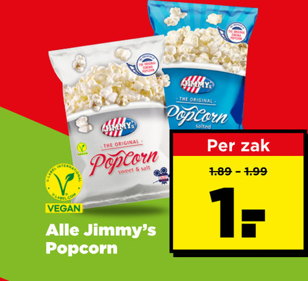 jimmys popcorn original sweet salt salted zak folder aanbieding bij Plus jimmys popcorn folder aanbieding bij Plus - details