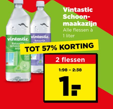 schoonmaakazijn 1 2 vintastic schoon natuurlijk schoonmaken flessen liter kracht folder aanbieding bij Plus