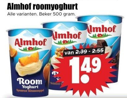 Almhof   vruchtenyoghurt folder aanbieding bij  Dirk - details