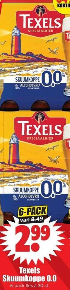 texels speciaalbieren 6 8 30 300 speciaalbier skuumkoppe alcoholvrij tarwebier 0.0 6x pack fles folder aanbieding bij Dirk Texels speciaalbier folder aanbieding bij Dirk - details