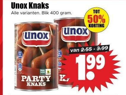 Unox   knakworst folder aanbieding bij  Dirk - details