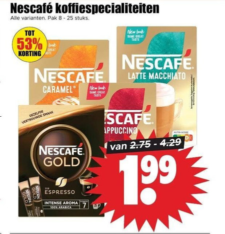 Nescafe   oploskoffie folder aanbieding bij  Dirk - details