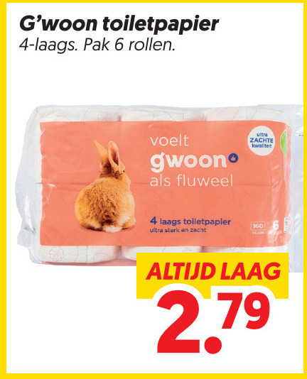 Gwoon   toiletpapier folder aanbieding bij  Dekamarkt - details