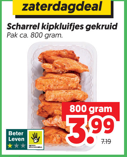 kipkluifjes scharrel gekruid pak ca. beter leven bescherming 3.99 folder aanbieding bij Dekamarkt