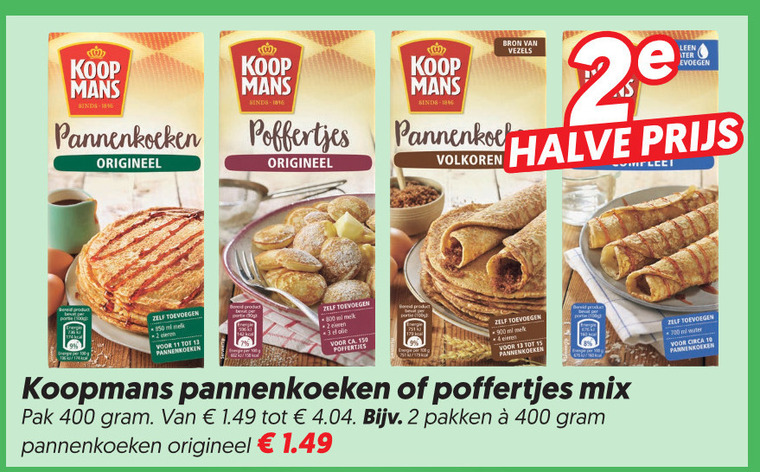 Koopmans   pannenkoekenmix folder aanbieding bij  Dekamarkt - details