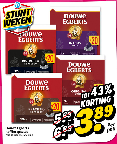 Douwe Egberts   koffiecups folder aanbieding bij  Hoogvliet - details
