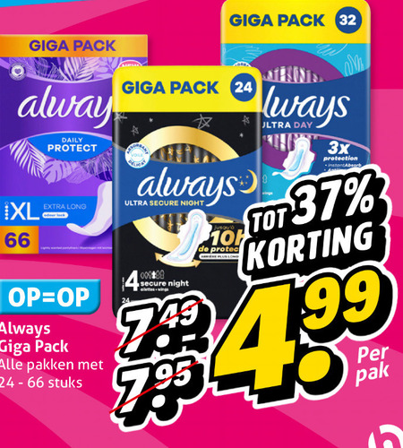 Always   inlegkruisjes, maandverband folder aanbieding bij  Hoogvliet - details
