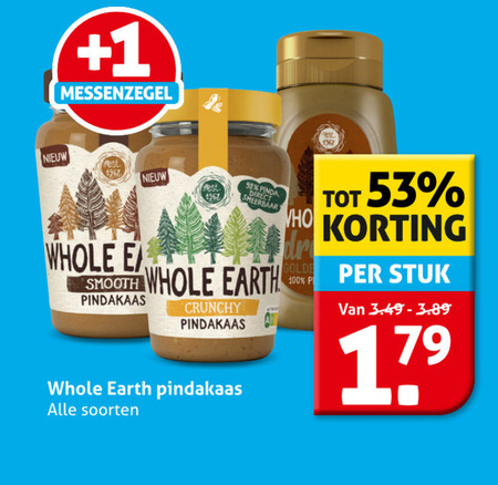 pindakaas 100 1967 1 messenzegel whole smooth earth crunchy soorten stuk 17 folder aanbieding bij Hoogvliet