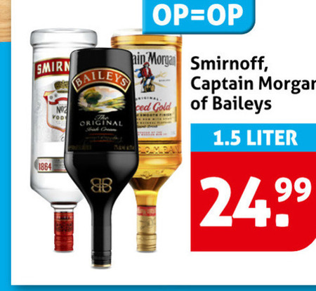 Captain Morgan   wodka, likeur folder aanbieding bij  Hoogvliet - details