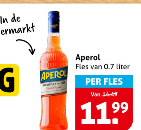 aperol aperitief supermarkt aperitivo da fles liter folder aanbieding bij Hoogvliet Aperol aperitief folder aanbieding bij Hoogvliet - details