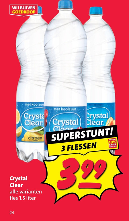 crystal clear fruitdrank 3 10 24 99 koolzuur citroen fles liter flessen folder aanbieding bij Nettorama Crystal Clear fruitdrank folder aanbieding bij Nettorama - details