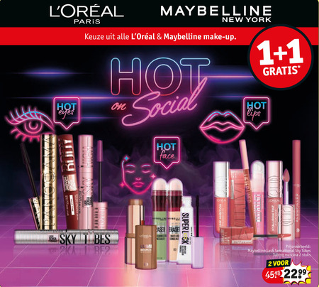 Maybelline   cosmetica, mascara folder aanbieding bij  Kruidvat - details