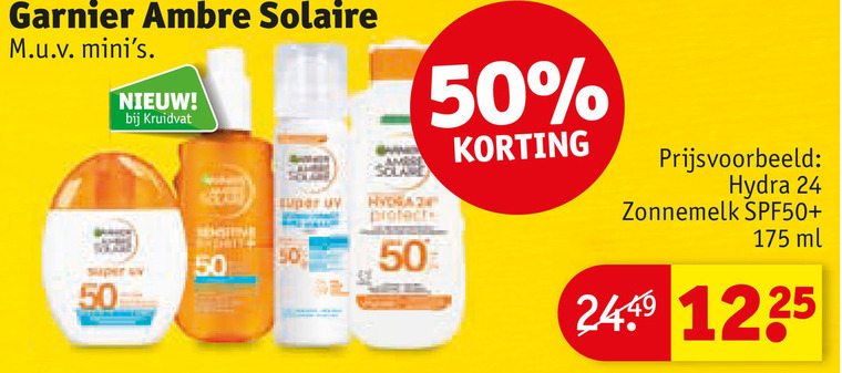 ambre solaire zonnebrandolie 24 50 super garnier kruidvat uv protect hydra zonnemelk spf50 ml folder aanbieding bij Kruidvat Ambre Solaire zonnebrandolie folder aanbieding bij Kruidvat - details