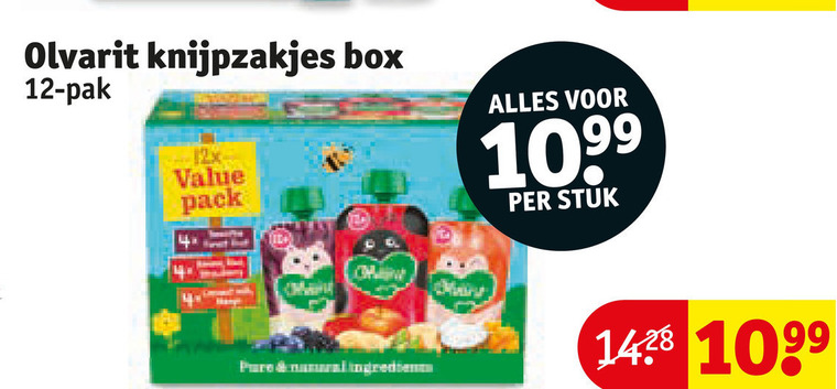 olvarit babyvoeding 12 knijpzakjes box pak pack stuk folder aanbieding bij Kruidvat Olvarit babyvoeding folder aanbieding bij Kruidvat - details