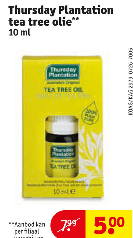 Thursday Plantation   huidolie folder aanbieding bij  Kruidvat - details