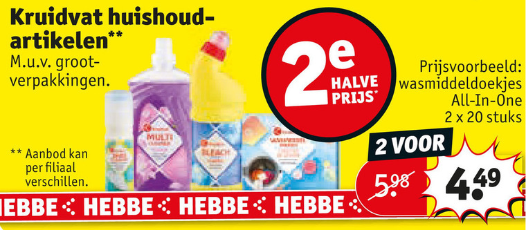 kruidvat huismerk schoonmaakmiddel 2 20 huishoud artikelen multi halve aanbod filiaal hebbe all one stuks folder aanbieding bij Kruidvat Kruidvat Huismerk schoonmaakmiddel folder aanbieding bij Kruidvat - details