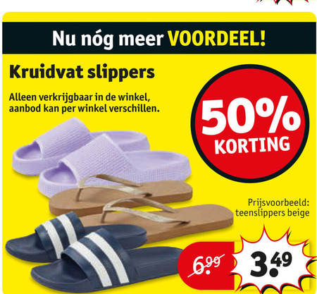 damesslippers 50 voordeel kruidvat slippers aanbod teenslippers beige folder aanbieding bij Kruidvat