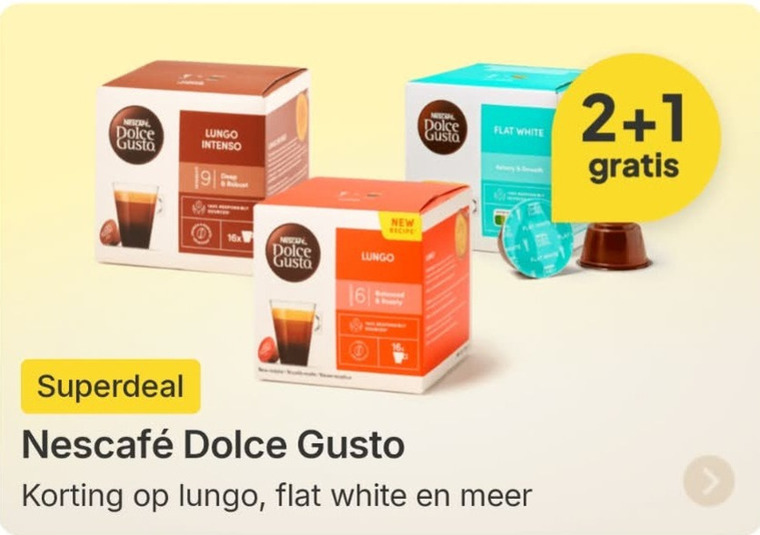 nescafe dolce gusto capsules 1 2 6 gusta flat white lungo intenso 16x nesta new recipe folder aanbieding bij Picnic Nescafe dolce gusto capsules folder aanbieding bij Picnic - details