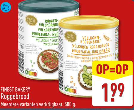 roggebrood 500 finest bakery vollkorn toegevoegde conserveermiddelen added preservatives nutri score volkoren bread zonnebloempitten meerdere sunflower folder aanbieding bij Aldi