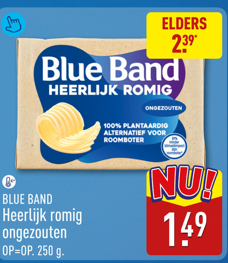 margarine 100 250 elders blue band romig ongezouten plantaardig alternatief roomboter minder folder aanbieding bij Aldi