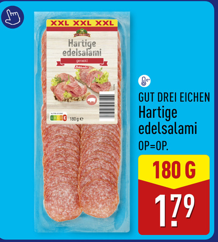 salami 180 xxl hartige edelsalami gerookt co folder aanbieding bij Aldi