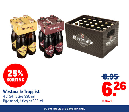 westmalle speciaalbieren 4 24 25 330 trappist tripel r dubbel ml groothandel folder aanbieding bij Makro Westmalle speciaalbier folder aanbieding bij Makro - details