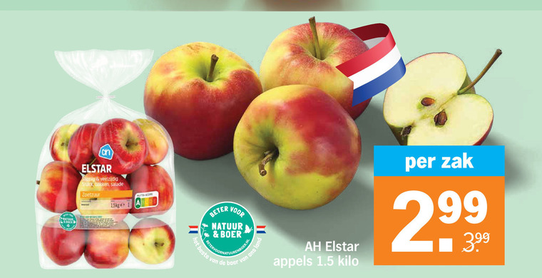 appels 1 elstar snack bakken salade zoetzuur 5kg score beter natuur boer land kilo zak 2 folder aanbieding bij Albert Heijn