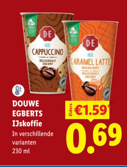 douwe egberts ijskoffie 40 ice cappuccino caramel latte creamy gout ml folder aanbieding bij Lidl Douwe Egberts ijskoffie folder aanbieding bij Lidl - details