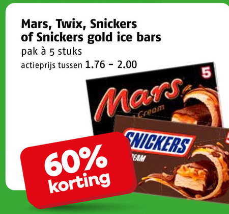 twix mars snickers ijsrepen 5 60 gold ice bars pak stuks actieprijs cream folder aanbieding bij Poiesz Snickers ijsreep folder aanbieding bij Poiesz - details