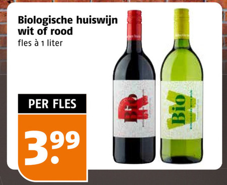 witte wijn rode 1 biologische huiswijn wit rood fles liter bio folder aanbieding bij Poiesz